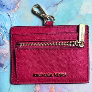 Michael Kors Red Card Holder with Gold Accents